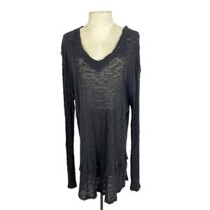 We The Free Oversized Ocean Air Gray Cotton Textured‎ Top Shirt size Small